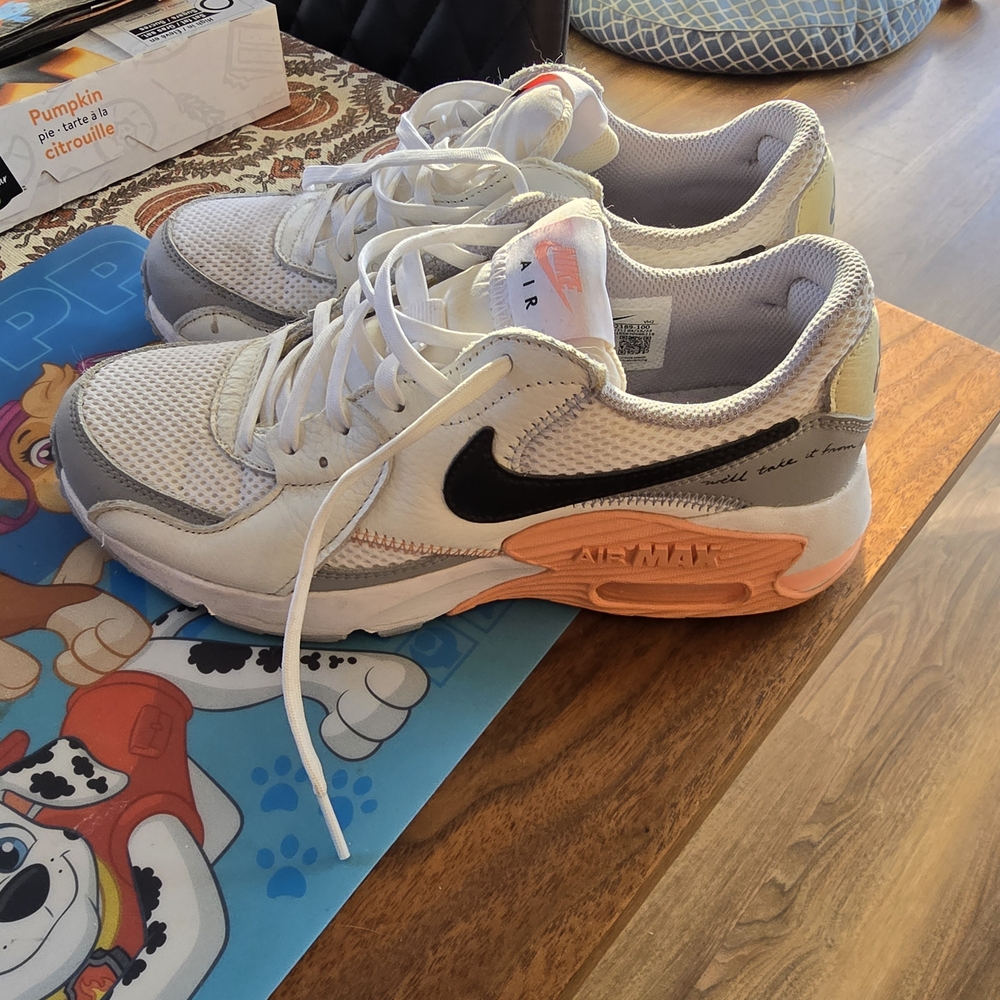 Nike Womens Air Max White and Orange Sneakers